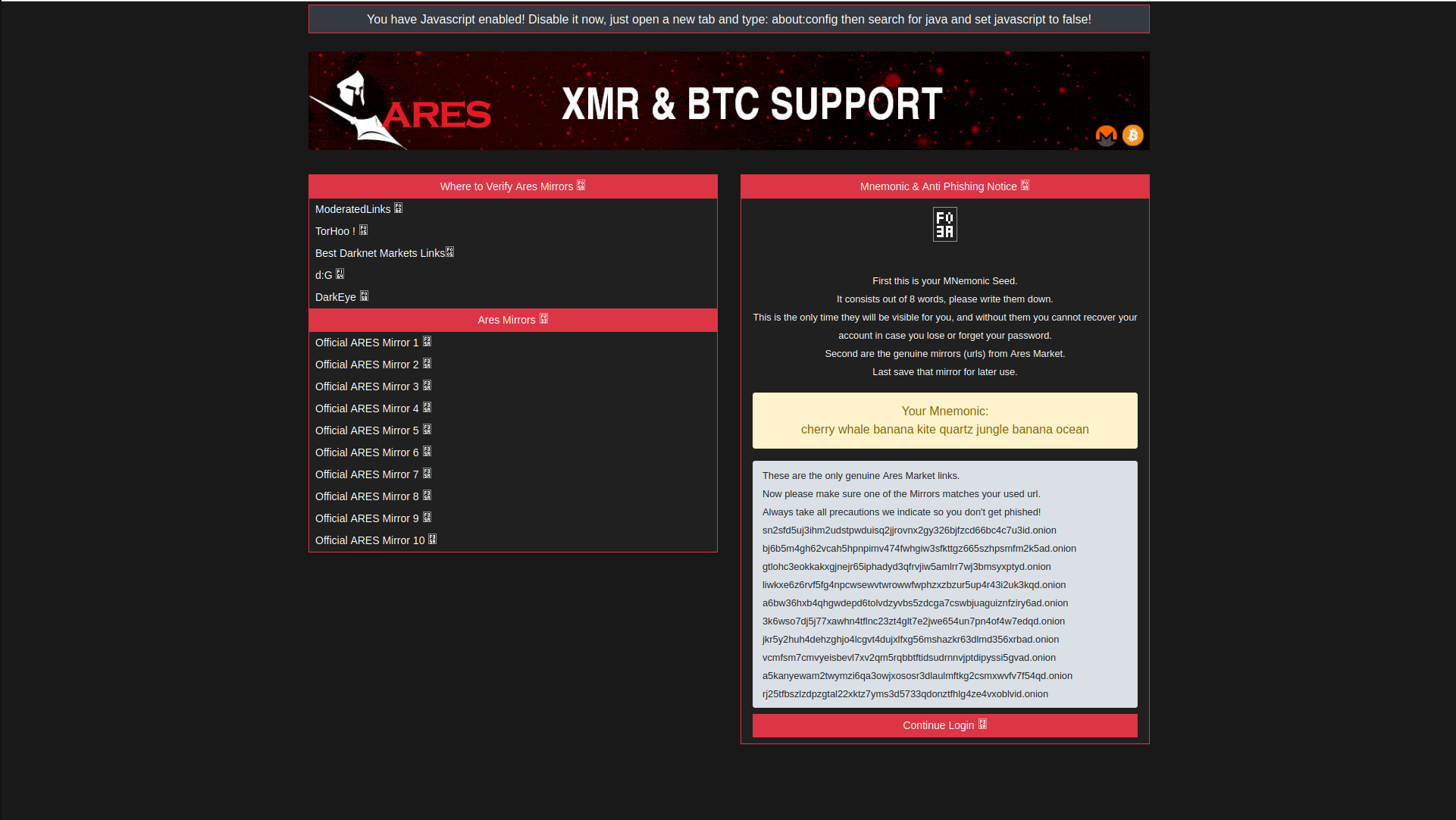 Ares Market FAQ and Support Interface