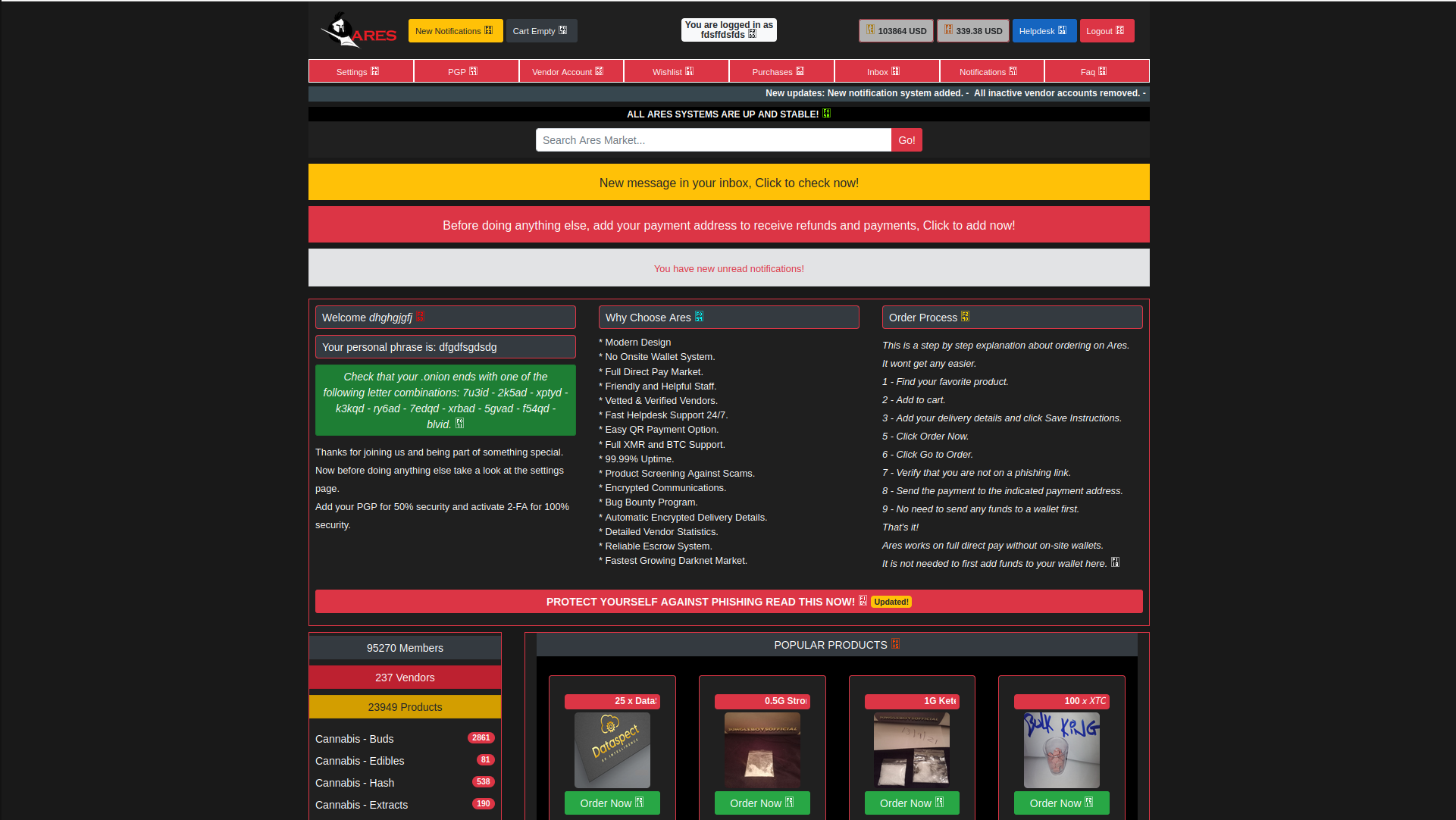 Ares Market Modern Interface Screenshot